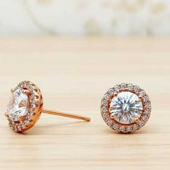 Ladies Round Crystal Earrings - Picture 4 of 7